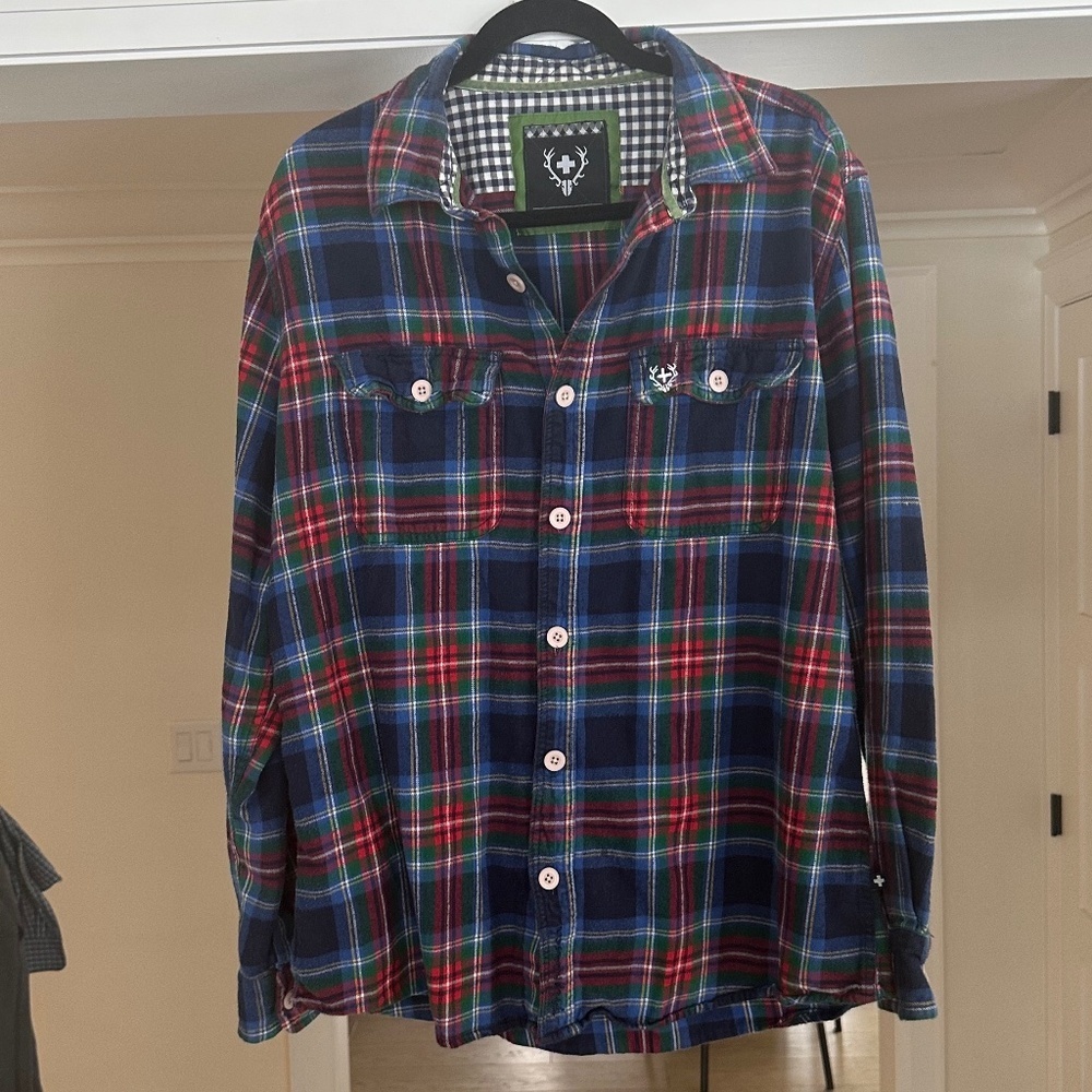 ALPRAUSCH - Cozy Multicolor Plaid Flannel Button Up Longsleeve Shirt - Size XL